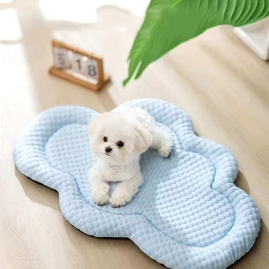 Cooling Dog Mat with Breathable Fibers for Small and Medium Dogs - Machine Washable and Versatile-Dog Beds-Levereau-Light Blue-Medium (65 x 45 cm)-Levereau