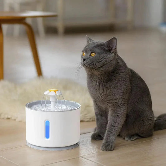 Automatic Cat Water Fountain with LED Lighting and 2.4L Capacity for Small Dogs and Cats 1