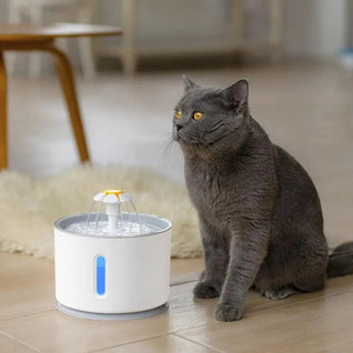 Automatic Cat Water Fountain with LED Lighting and 2.4L Capacity for Small Dogs and Cats