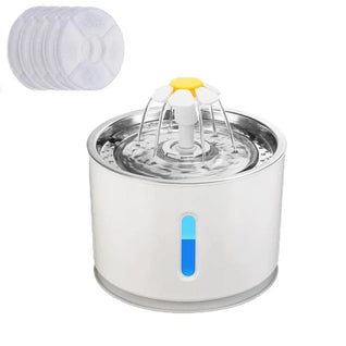 Automatic Cat Water Fountain with LED Lighting and 2.4L Capacity for Small Dogs and Cats