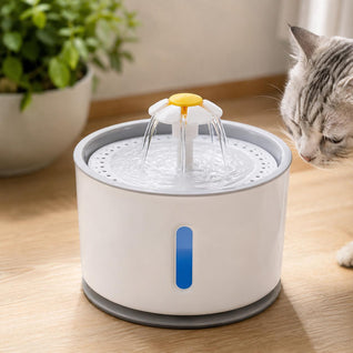 Automatic Cat Water Fountain with LED Lighting and 2.4L Capacity for Small Dogs and Cats