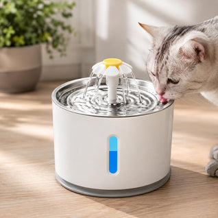 Automatic Cat Water Fountain with LED Lighting and 2.4L Capacity for Small Dogs and Cats
