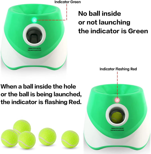 Automatic Dog Ball Thrower with Adjustable Distance and 6 Mini Tennis Balls for Small Dogs-Ball Launchers-Levereau-Default-Levereau