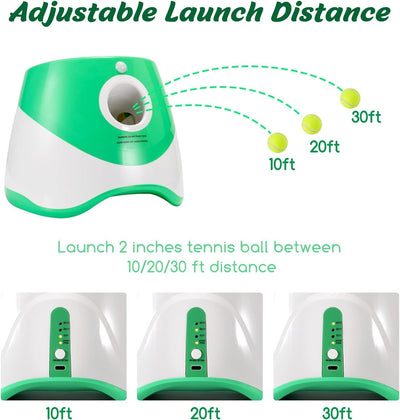 Automatic Dog Ball Thrower with Adjustable Distance and 6 Mini Tennis Balls for Small Dogs-Ball Launchers-Levereau-Default-Levereau