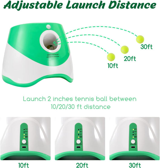 Automatic Dog Ball Thrower with Adjustable Distance and 6 Mini Tennis Balls for Small Dogs-Ball Launchers-Levereau-Default-Levereau