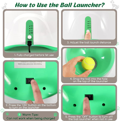 Automatic Dog Ball Thrower with Adjustable Distance and 6 Mini Tennis Balls for Small Dogs-Ball Launchers-Levereau-Default-Levereau