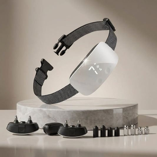 Bark Collar with USB Rechargeable Battery and Waterproof Design for All Dog Breeds-Training Collars-Levereau-White-Levereau