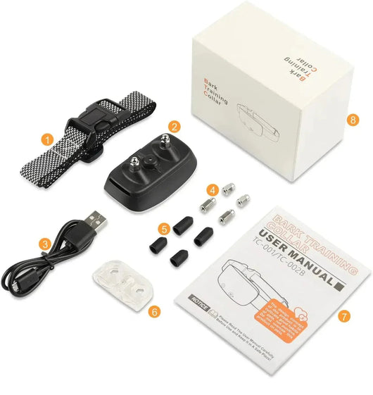 Bark Collar with USB Rechargeable Battery and Waterproof Design for All Dog Breeds-Training Collars-Levereau-White-Levereau