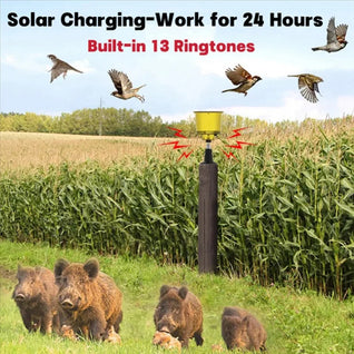 Bird Deterrent Solar-Powered Device with Sound and Light for Gardens and Orchards