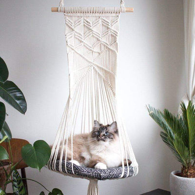 BowLift | Macrame Cat Bed with Cozy Cotton Rope Design for Indoor Cats 0
