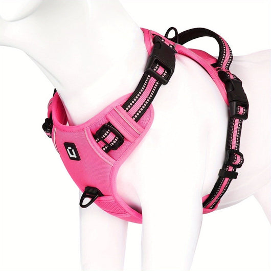 Reflective No-Pull Dog Harness with Adjustable Fit for Small to Large Dogs-Dog Harnesses-Levereau-Rose Red-S-Levereau
