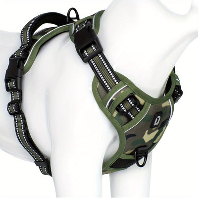 Reflective No-Pull Dog Harness with Adjustable Fit for Small to Large Dogs-Dog Harnesses-Levereau-Army green-S-Levereau