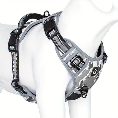 Reflective No-Pull Dog Harness with Adjustable Fit for Small to Large Dogs-Dog Harnesses-Levereau-Light gray-S-Levereau