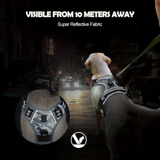 Reflective No-Pull Dog Harness with Adjustable Fit for Small to Large Dogs-Dog Harnesses-Levereau-Light green-S-Levereau