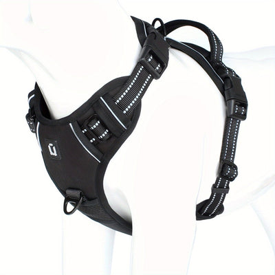Reflective No-Pull Dog Harness with Adjustable Fit for Small to Large Dogs-Dog Harnesses-Levereau-Black-S-Levereau