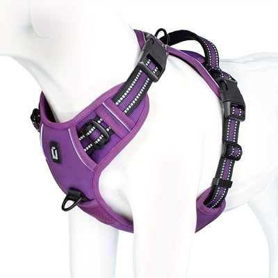 Reflective No-Pull Dog Harness with Adjustable Fit for Small to Large Dogs-Dog Harnesses-Levereau-Purple-S-Levereau