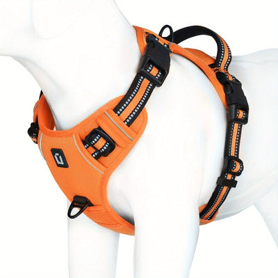 Reflective No-Pull Dog Harness with Adjustable Fit for Small to Large Dogs-Dog Harnesses-Levereau-Red-Orange-S-Levereau