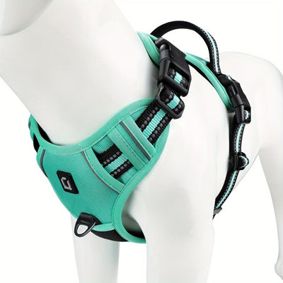 Reflective No-Pull Dog Harness with Adjustable Fit for Small to Large Dogs-Dog Harnesses-Levereau-Green-S-Levereau
