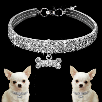 BowLift | Stylish Crystal Dog Collar with Unique Bone Charm for Small, Medium, and Large Dogs 0