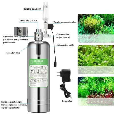 CO2 Generator System Kit with Stainless Steel Cylinder for Aquatic Plants and Fish 1