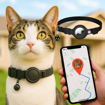 Cat GPS Tracker Collar with Quick Release Closure and Reflective Design for Outdoor Safety-Cat Collars-Levereau-Black-Levereau