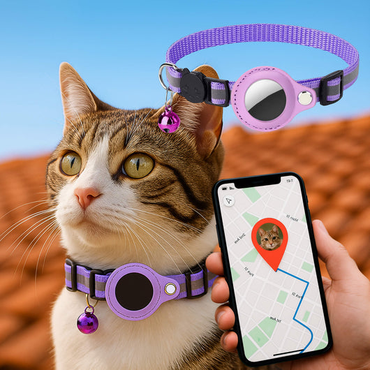 Cat GPS Tracker Collar with Quick Release Closure and Reflective Design for Outdoor Safety-Cat Collars-Levereau-Purple-Levereau