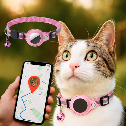 Cat GPS Tracker Collar with Quick Release Closure and Reflective Design for Outdoor Safety-Cat Collars-Levereau-Pink-Levereau
