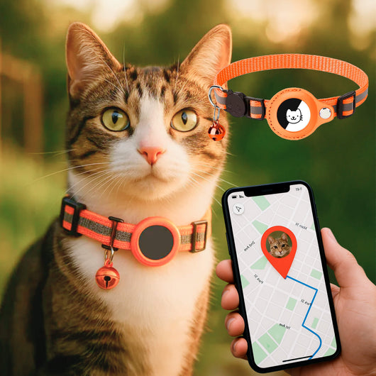 Cat GPS Tracker Collar with Quick Release Closure and Reflective Design for Outdoor Safety-Cat Collars-Levereau-Orange-Levereau