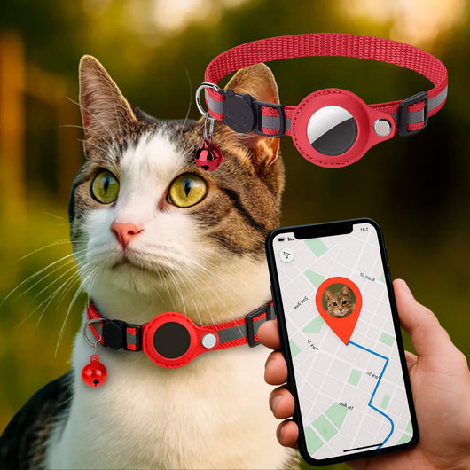 Cat GPS Tracker Collar with Quick Release Closure and Reflective Design for Outdoor Safety-Cat Collars-Levereau-Red-Levereau