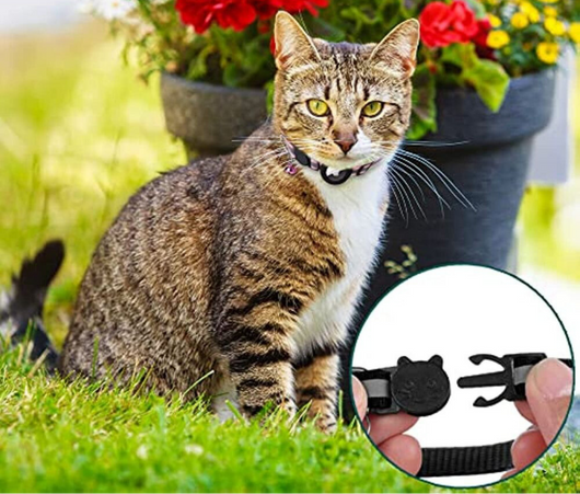 Cat GPS Tracker Collar with Quick Release Closure and Reflective Design for Outdoor Safety-Cat Collars-Levereau-Black-Levereau