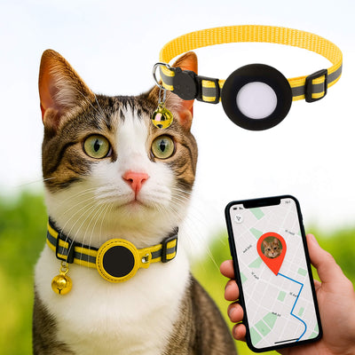 Cat GPS Tracker Collar with Quick Release Closure and Reflective Design for Outdoor Safety-Cat Collars-Levereau-Yellow-Levereau