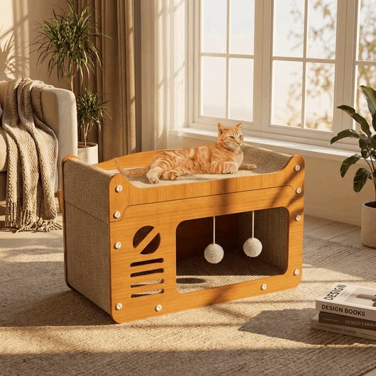 Cat House Scratching Post with Multi-Story Design and Plush Balls for Indoor Cats 1