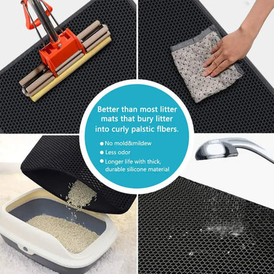Cat Litter Mat with Double Layer Waterproof Design for Easy Cleaning and Litter Catching 2