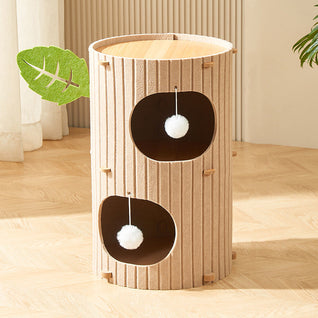 Cat Tower with Soft Sherpa Fleece and Durable MDF for Indoor Cats