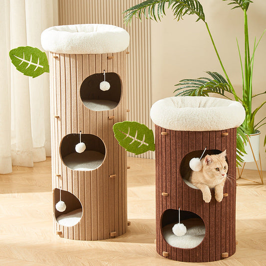 Cat Tower with Soft Sherpa Fleece and Durable MDF for Indoor Cats 1