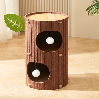 Cat Tower with Soft Sherpa Fleece and Durable MDF for Indoor Cats