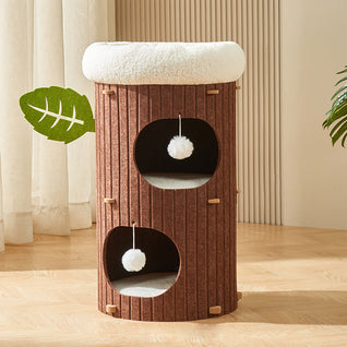 Cat Tower with Soft Sherpa Fleece and Durable MDF for Indoor Cats