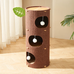 Cat Tower with Soft Sherpa Fleece and Durable MDF for Indoor Cats