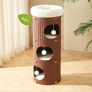 Cat Tower with Soft Sherpa Fleece and Durable MDF for Indoor Cats