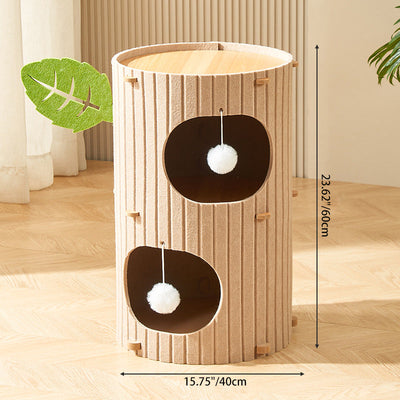 Cat Tower with Soft Sherpa Fleece and Durable MDF for Indoor Cats 6