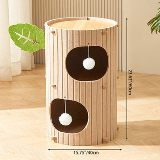 Cat Tower with Soft Sherpa Fleece and Durable MDF for Indoor Cats