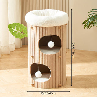 Cat Tower with Soft Sherpa Fleece and Durable MDF for Indoor Cats