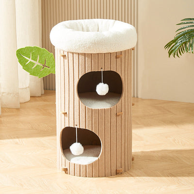 Cat Tower with Soft Sherpa Fleece and Durable MDF for Indoor Cats 9