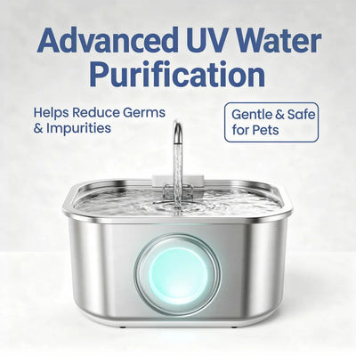 Cat Water Fountain with Stainless Steel Construction and Quadruple Filtration | for Dogs and Cats-Pet Water Fountains-Levereau-Default-Levereau