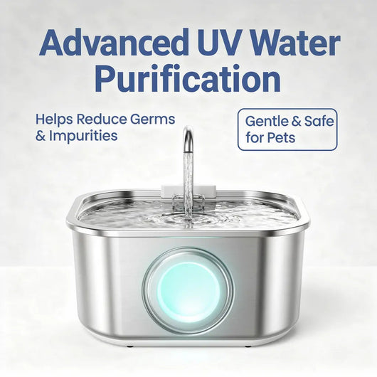 Cat Water Fountain with Stainless Steel Construction and Quadruple Filtration | for Dogs and Cats-Pet Water Fountains-Levereau-Default-Levereau