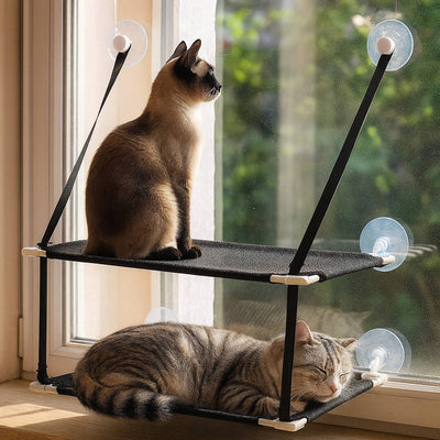 Cat Window Hammock with Dual-Level Design and Powerful Suction Cups for Indoor Cats 0