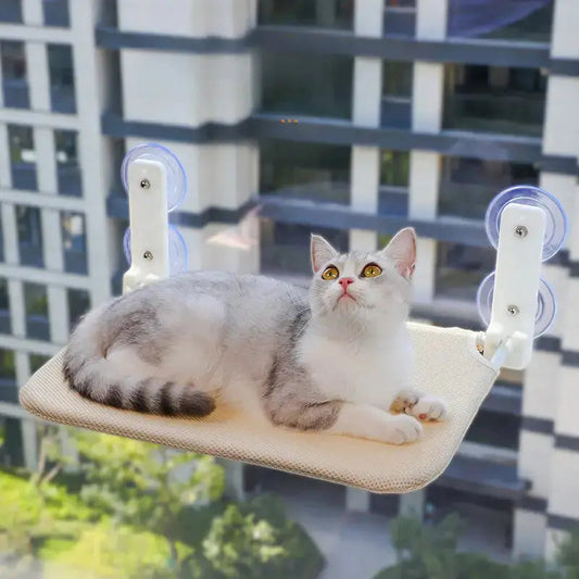 Cat Window Hammock with Suction Cups | Cozy Elevated Bed for Cats-Cat Hammocks-Levereau-Grey plush-Levereau