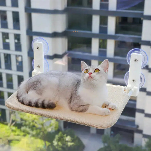 Cat Window Hammock with Suction Cups | Cozy Elevated Bed for Cats-Cat Hammocks-Levereau-Grey plush-Levereau