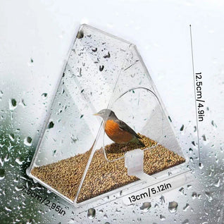 Clear Acrylic Bird Feeder with Strong Suction Cup for Outdoor Use