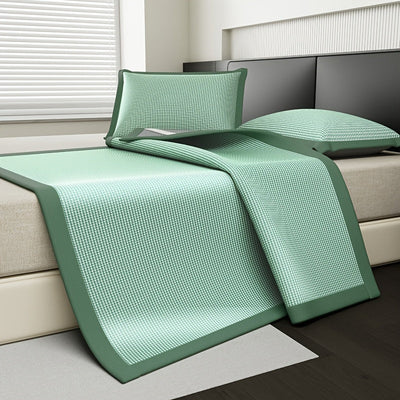 Cooling Mattress Protector with Ice Silk for Hot Sleepers - Ideal for Queen Size Beds-Mattress Protectors-Levereau-180cm*200cm (3-piece set)-Green-Levereau